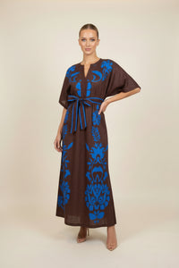 SAMPLE 1345 NORMAN COTTON MAXI FRANCINE CHOC BLUE