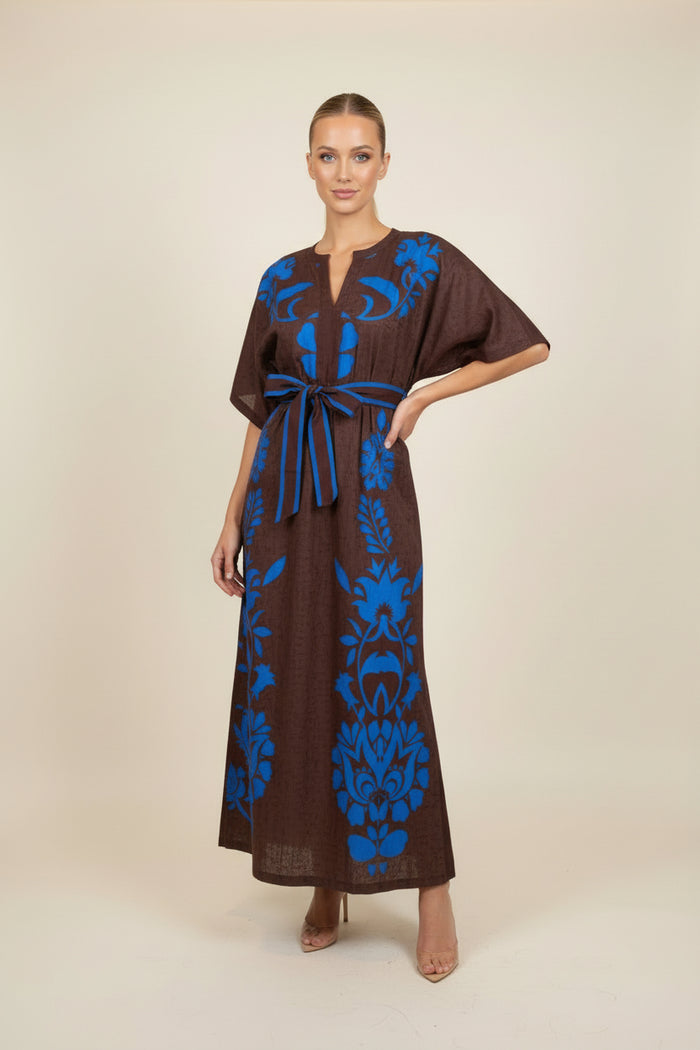 SAMPLE 1345 NORMAN COTTON MAXI FRANCINE CHOC BLUE