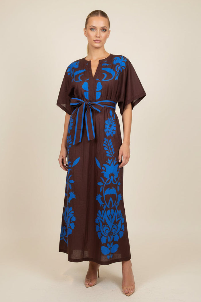 SAMPLE 1345 NORMAN COTTON MAXI FRANCINE CHOC BLUE