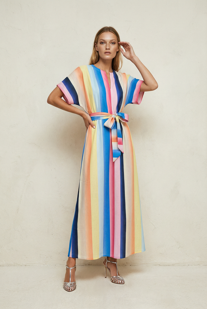 NORMAN PABLO STRIPE COTTON MAXI