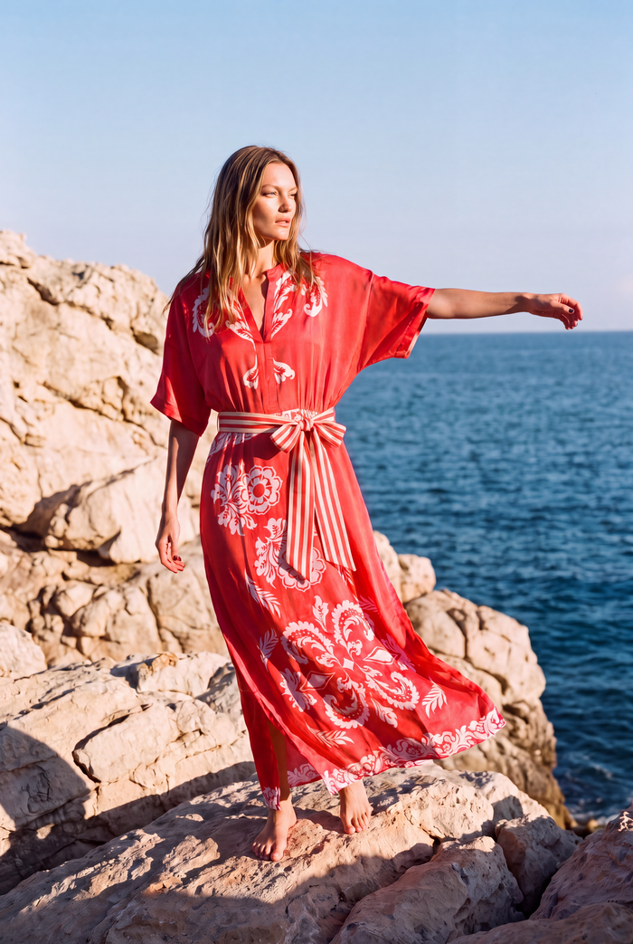 NORMAN SILK JEWEL MELON MAXI