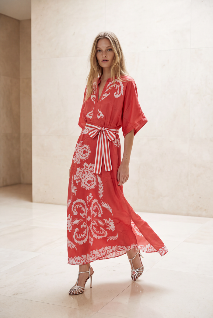 NORMAN SILK JEWEL MELON MAXI