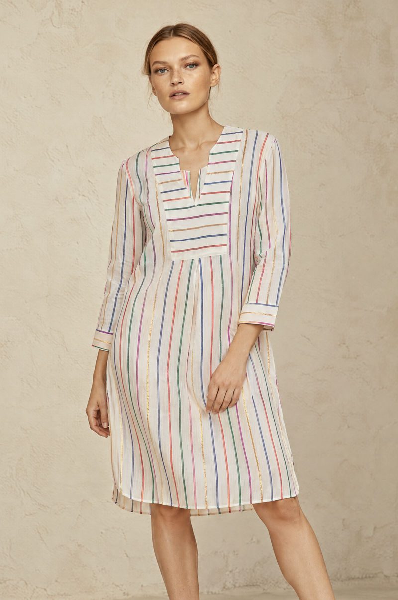 SAMPLE 1440 STRIPE LUREX SHIRT DRESS