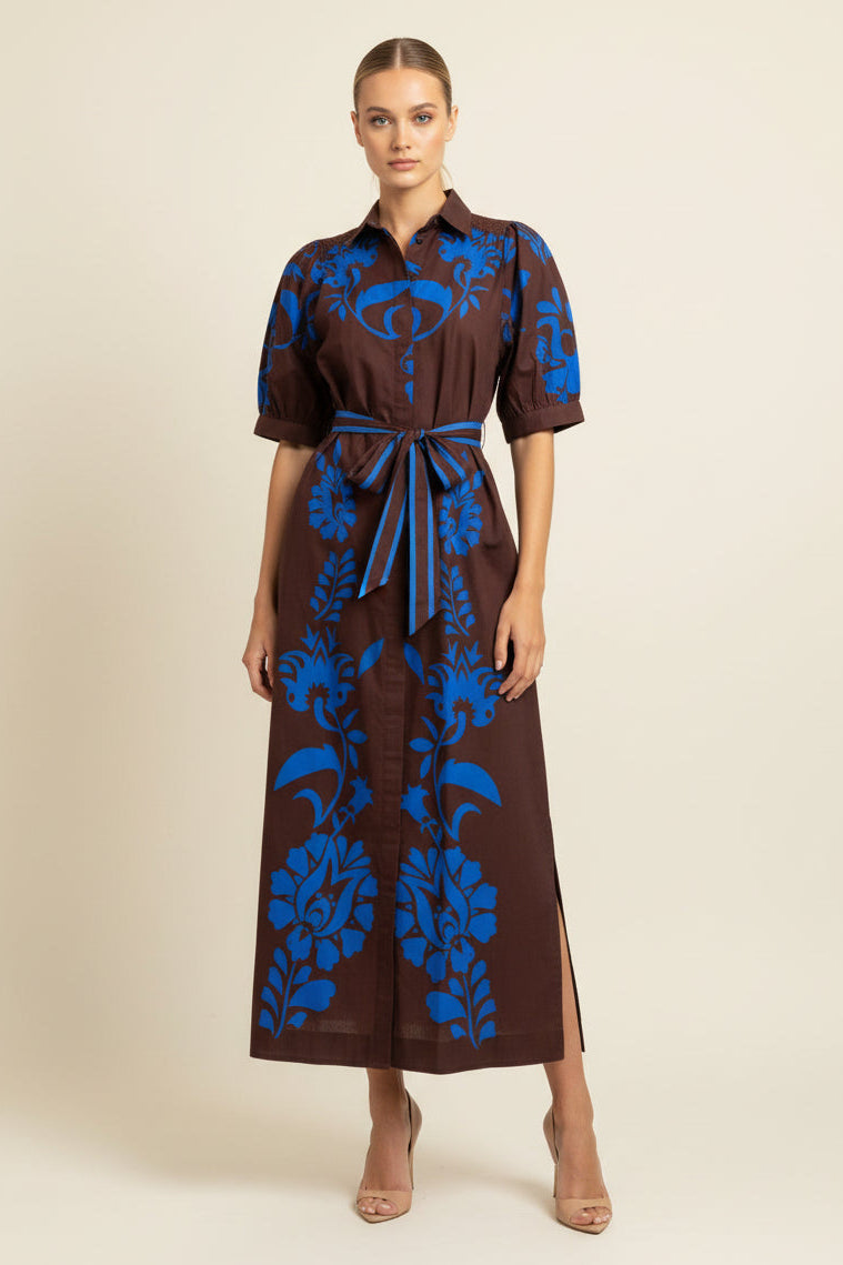 SAMPLE 1346 STEVIE COTTON MAXI FRANCINE CHOC BLUE