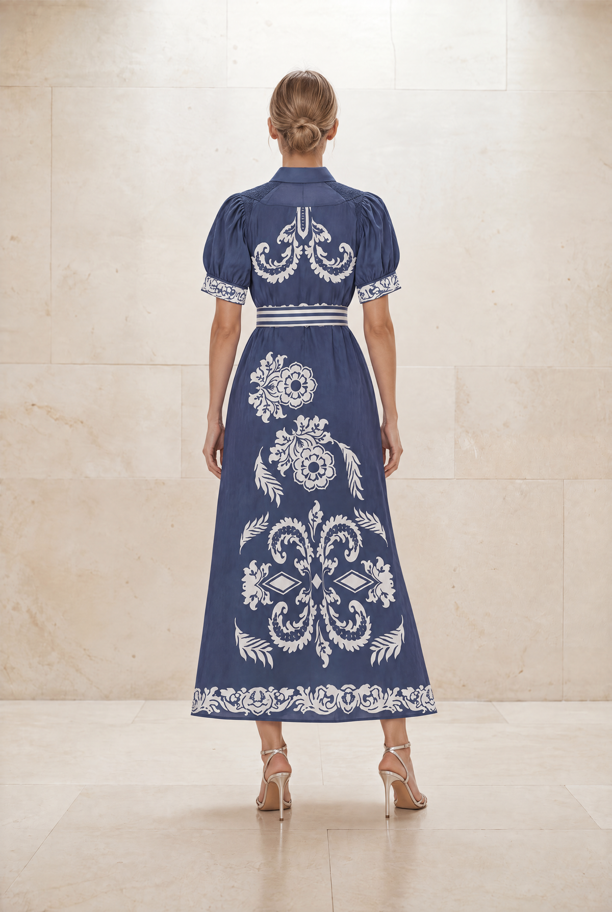 STEVIE JEWEL-NAVY LONG DRESS