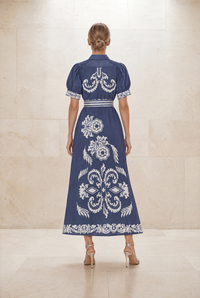 STEVIE JEWEL-NAVY LONG DRESS