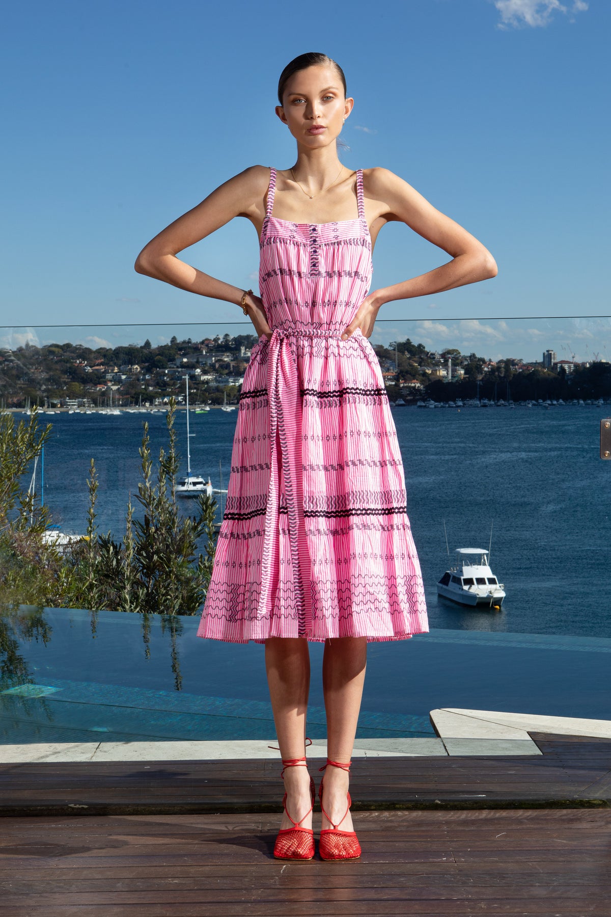 SAMPLE 1374 Fluro Stripe Summer Sun Dress