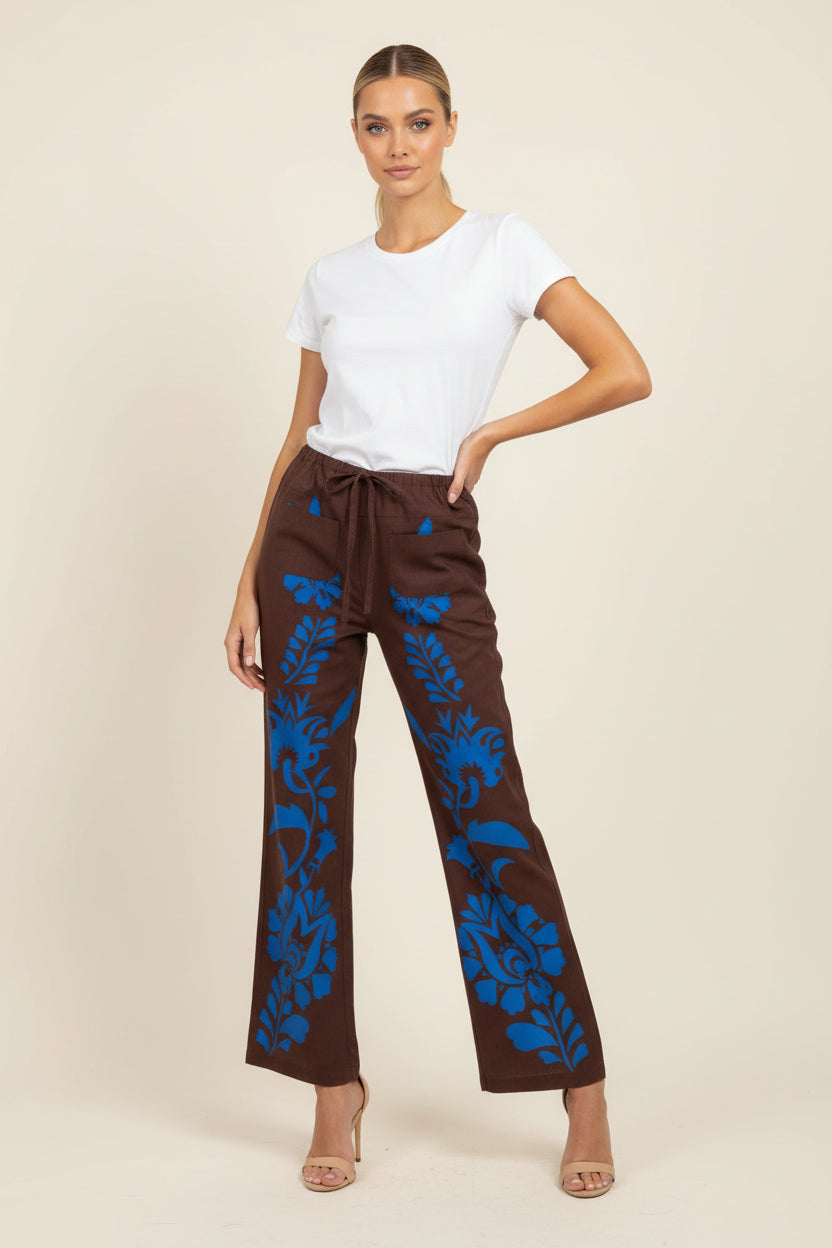 SAMPLE 1351 SUPERMODEL COTTON PANTS FRANCINE CHOC BLUE