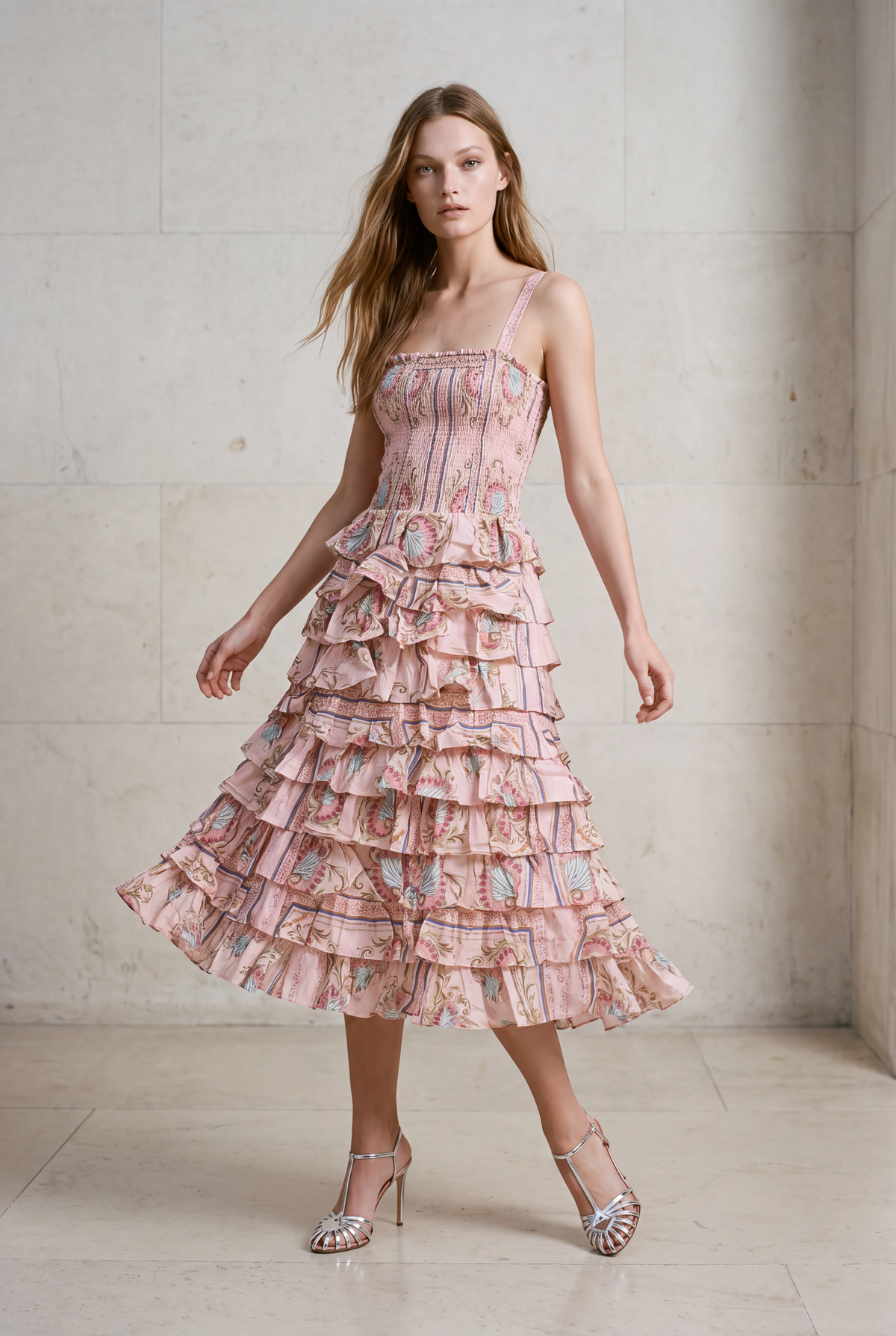 VALENTINA NEPTUNE PINK COTTON MAXI DRESS