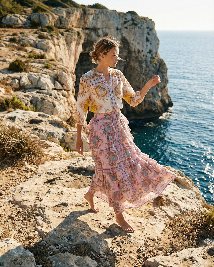 VALENTINA NEPTUNE PINK COTTON MAXI