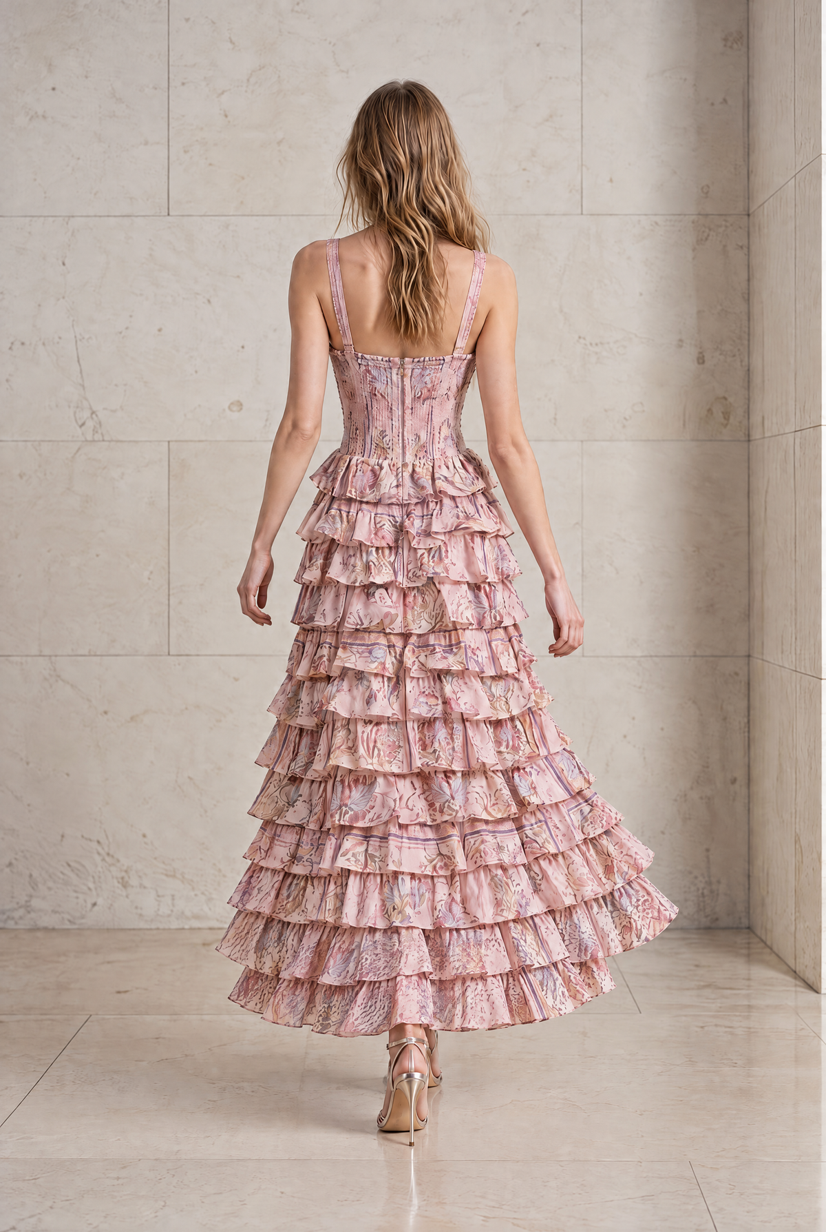 VALENTINA NEPTUNE PINK COTTON MAXI DRESS