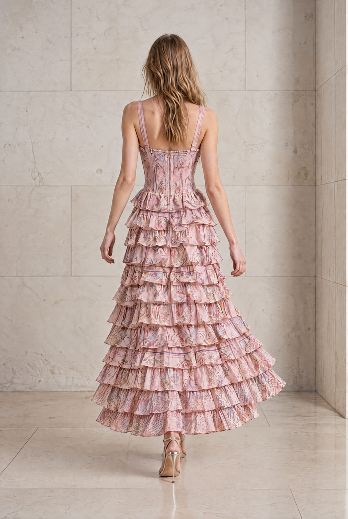 VALENTINA NEPTUNE PINK COTTON MAXI DRESS