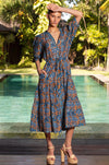 NATALIE KAFTAN SHRINE BLUE DRESS