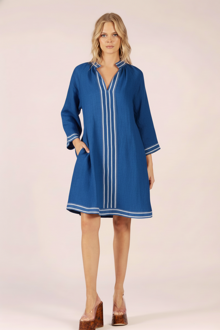 ALLEGRA CORNFLOWER LINEN MIDI