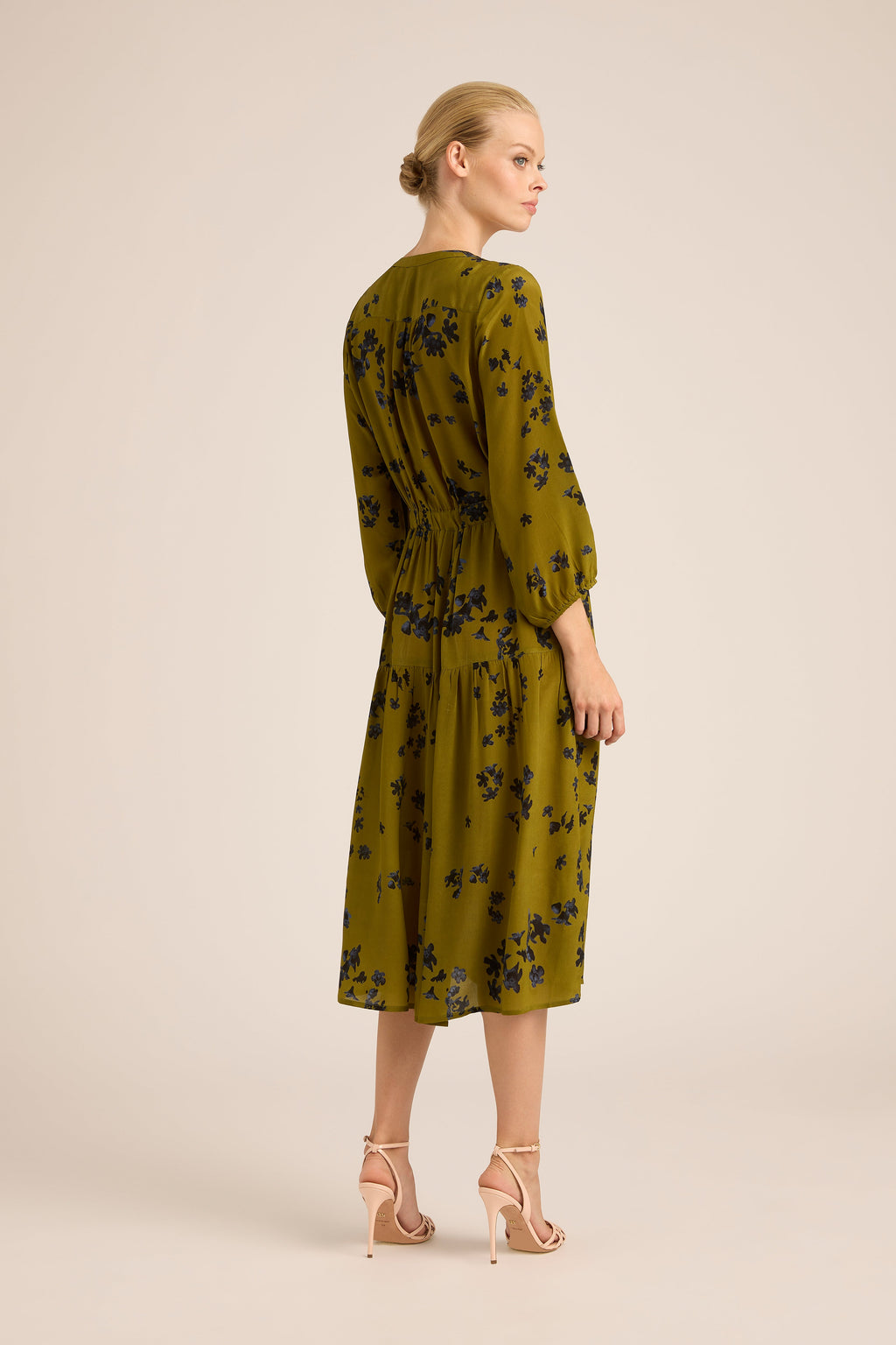 DAISY BOO FALL SILK CREPE MIDI DRESS