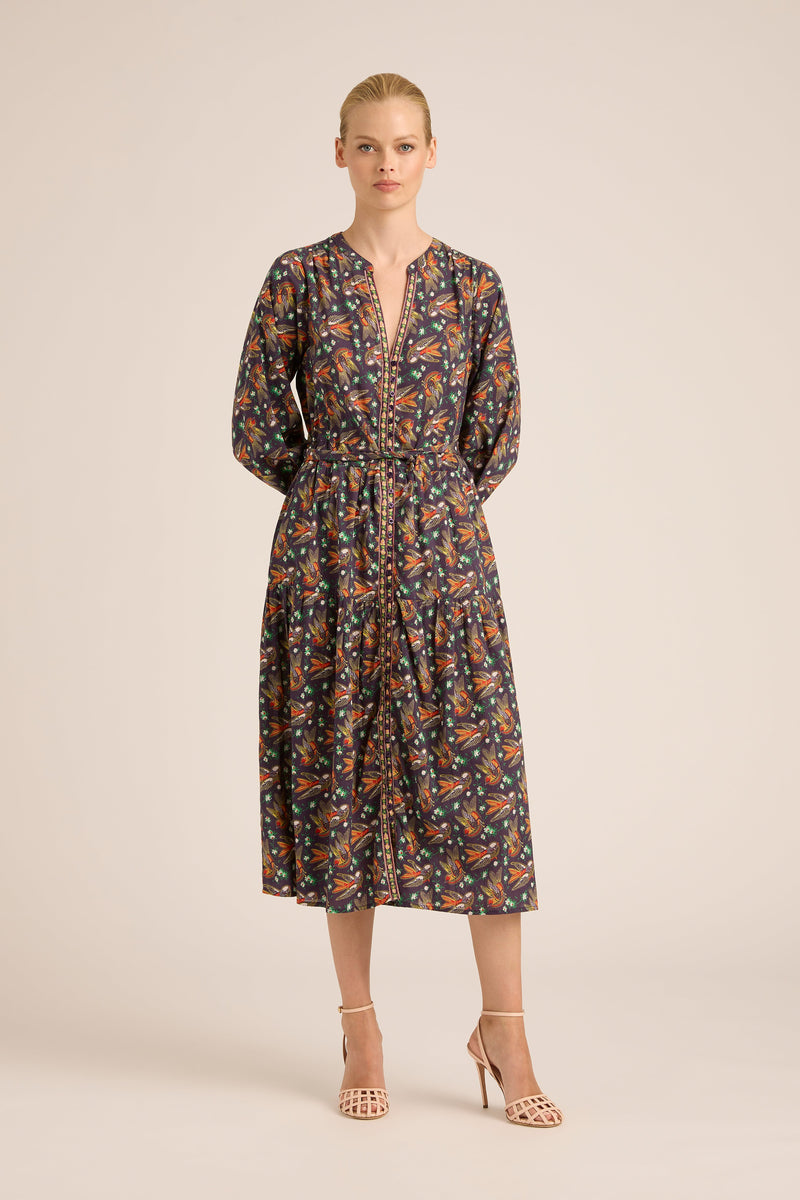 DAISY BOO FALL SILKY BIRDIE MIDI