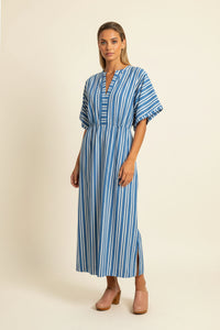NORMAN CORNFLOWER STRIPE COTTON MAXI