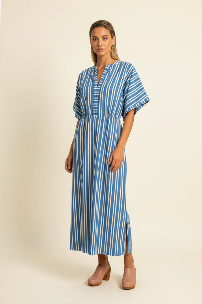 NORMAN CORNFLOWER STRIPE COTTON MAXI