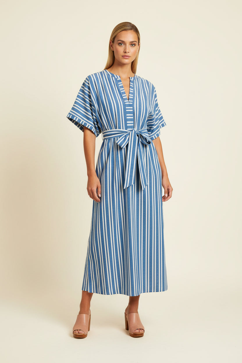 NORMAN CORNFLOWER STRIPE COTTON MAXI