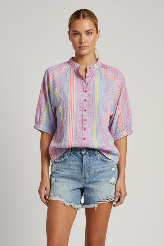 SAMPLE 1300 LILAC STRIPE COTTON SHIRT