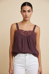 SAMPLE 1372 LIDO LINEN AND LACE CAMI