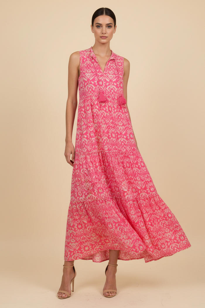 SAMPLE 1377 FLURO PINK MAXI DRESS