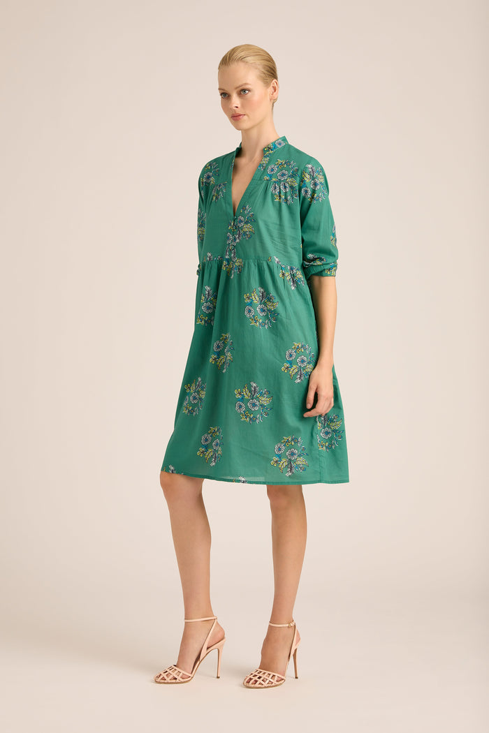 LEIGHTON COTTON WREATH MINT MIDI