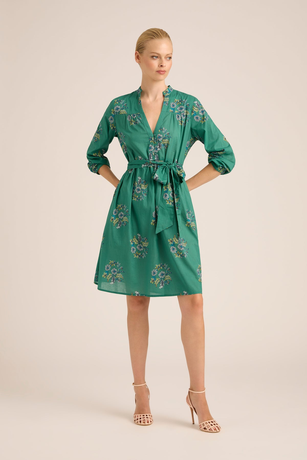 LEIGHTON COTTON WREATH MINT MIDI