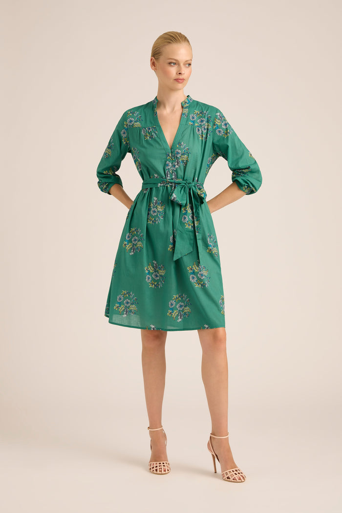 LEIGHTON COTTON WREATH MINT MIDI