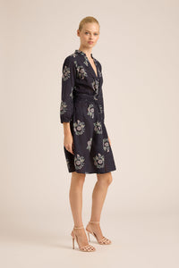 LEIGHTON COTTON WREATH NAVY MIDI