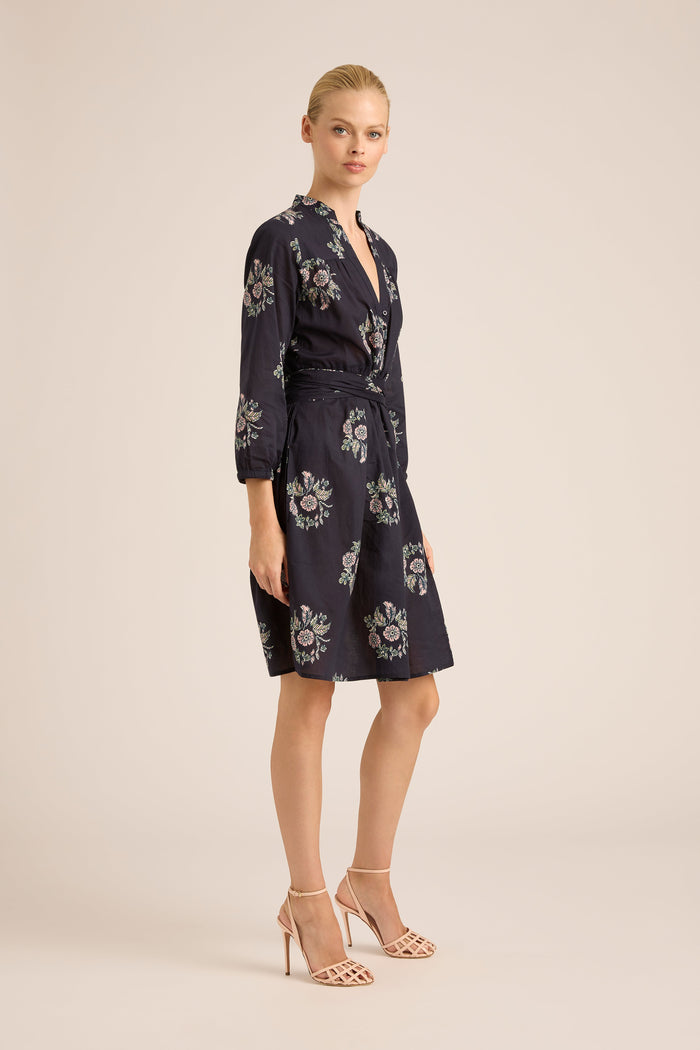 LEIGHTON COTTON WREATH NAVY MIDI