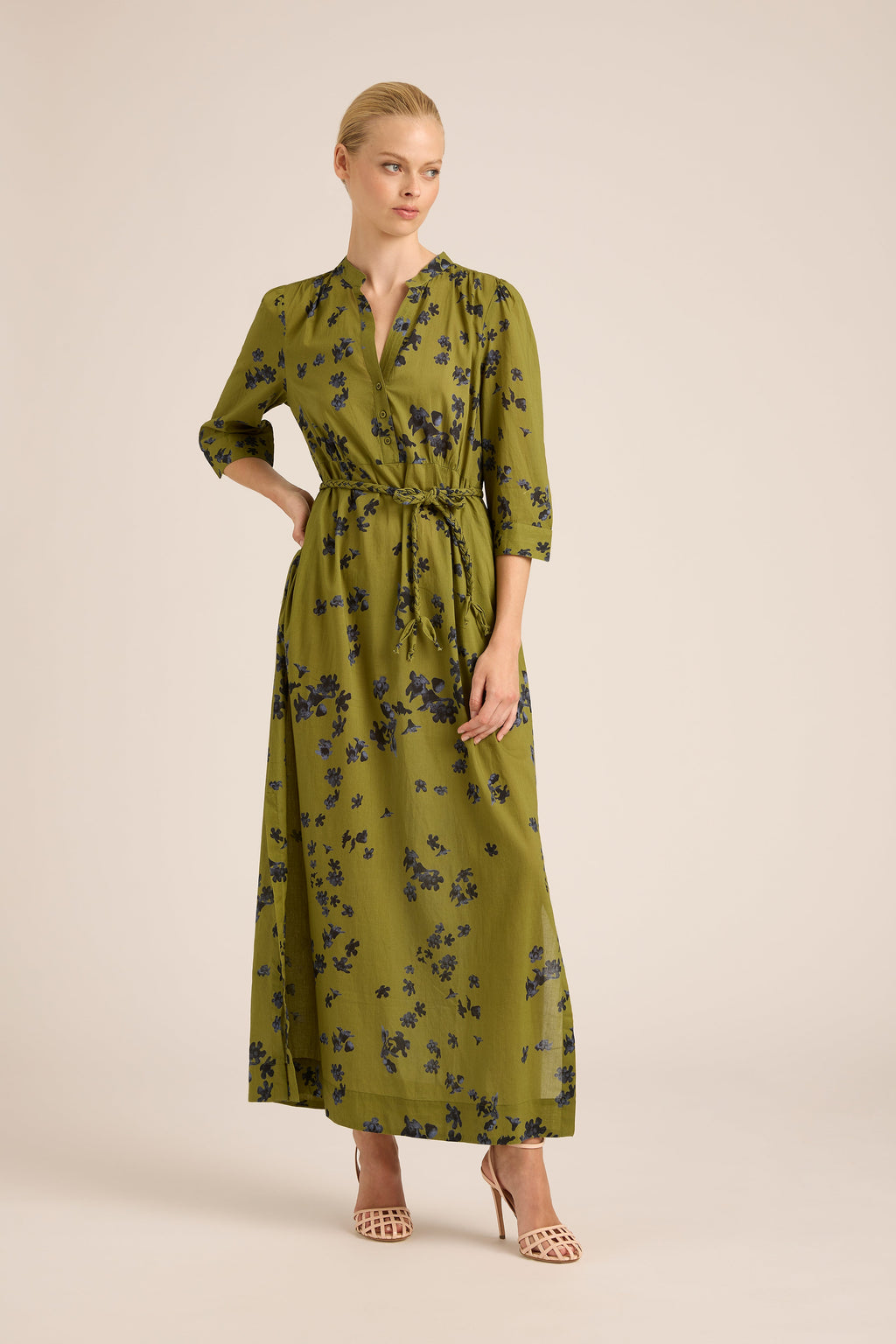 MARY HARPER OLIVE COTTON DRESS