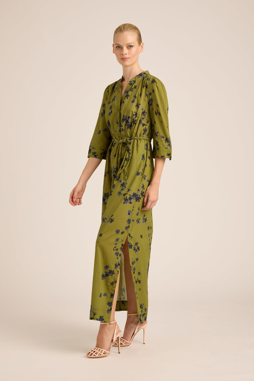 MARY HARPER OLIVE COTTON DRESS