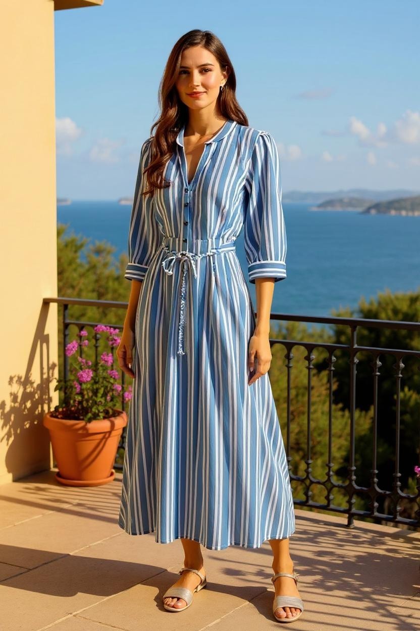 MARY COTTON STRIPE MAXI