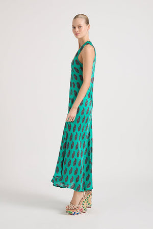 MEL SEAL EMERALD SILK MAXI