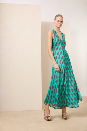 MEL SEAL EMERALD SILK MAXI