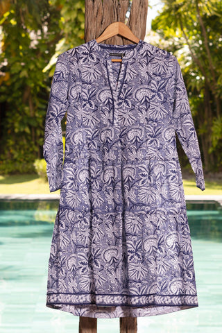 NATALIE KAFTAN SHRINE BLUE DRESS