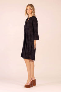 MOROCCO ORIENT EMBROIDERED BLACK MIDI