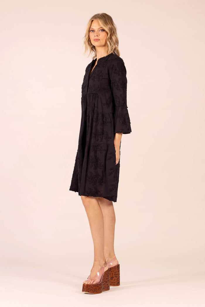 MOROCCO ORIENT EMBROIDERED BLACK MIDI