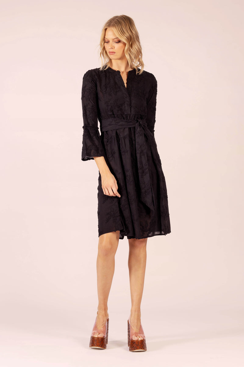 MOROCCO ORIENT EMBROIDERED BLACK MIDI