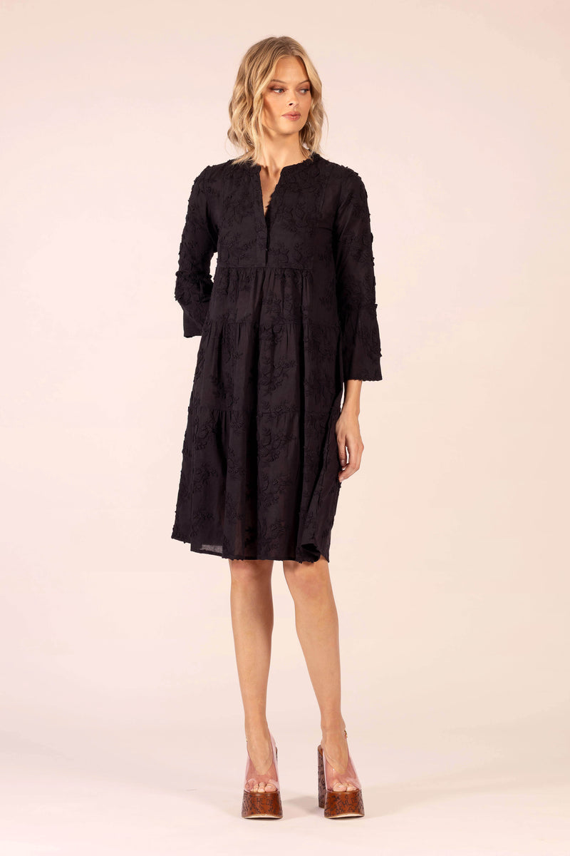 MOROCCO ORIENT EMBROIDERED BLACK MIDI