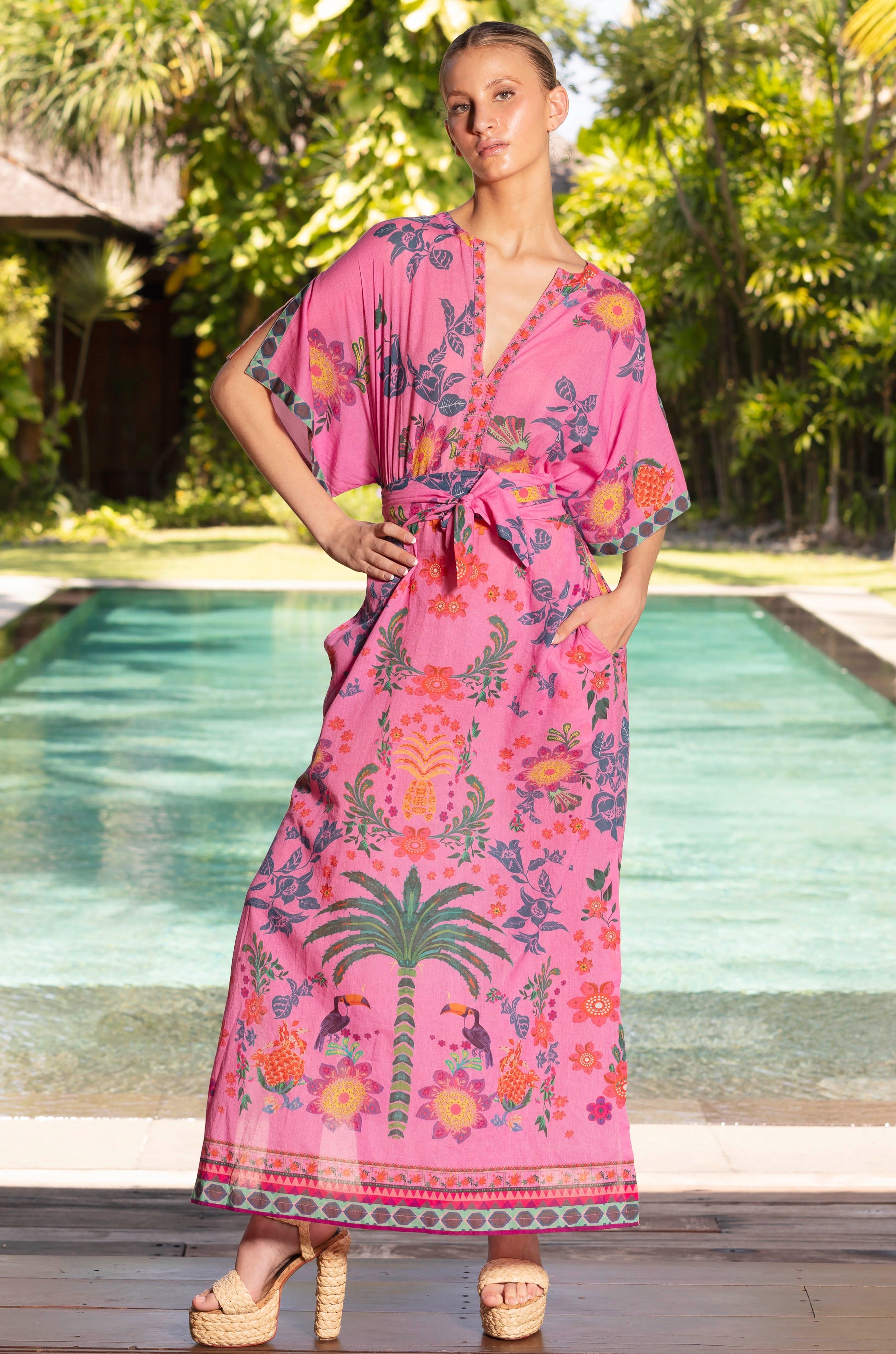 Norman Silk Cleopatra Maxi in Queen Palms Norman Silk Cleopatra Maxi in Queen Palms