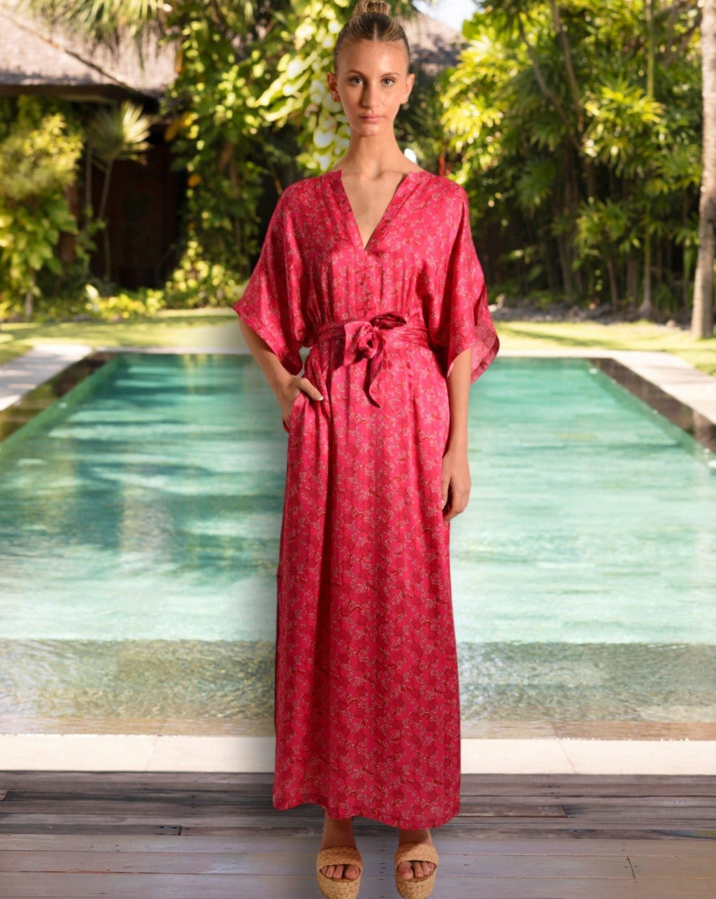 NORMAN SILK MARTINI HOT PINK MAXI