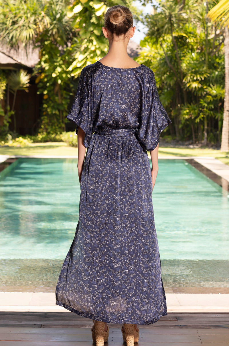 NORMAN SILK MARTINI NAVY MAXI