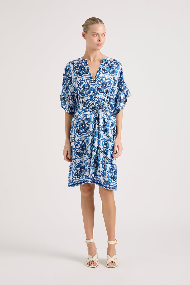 NORMAN SILK NAVY MIDI