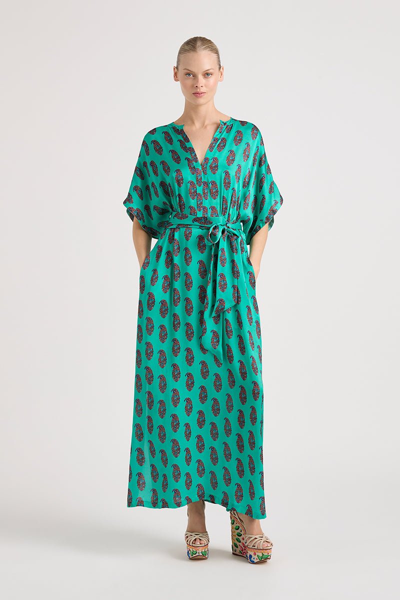 NORMAN SILK SEAL EMERALD MAXI