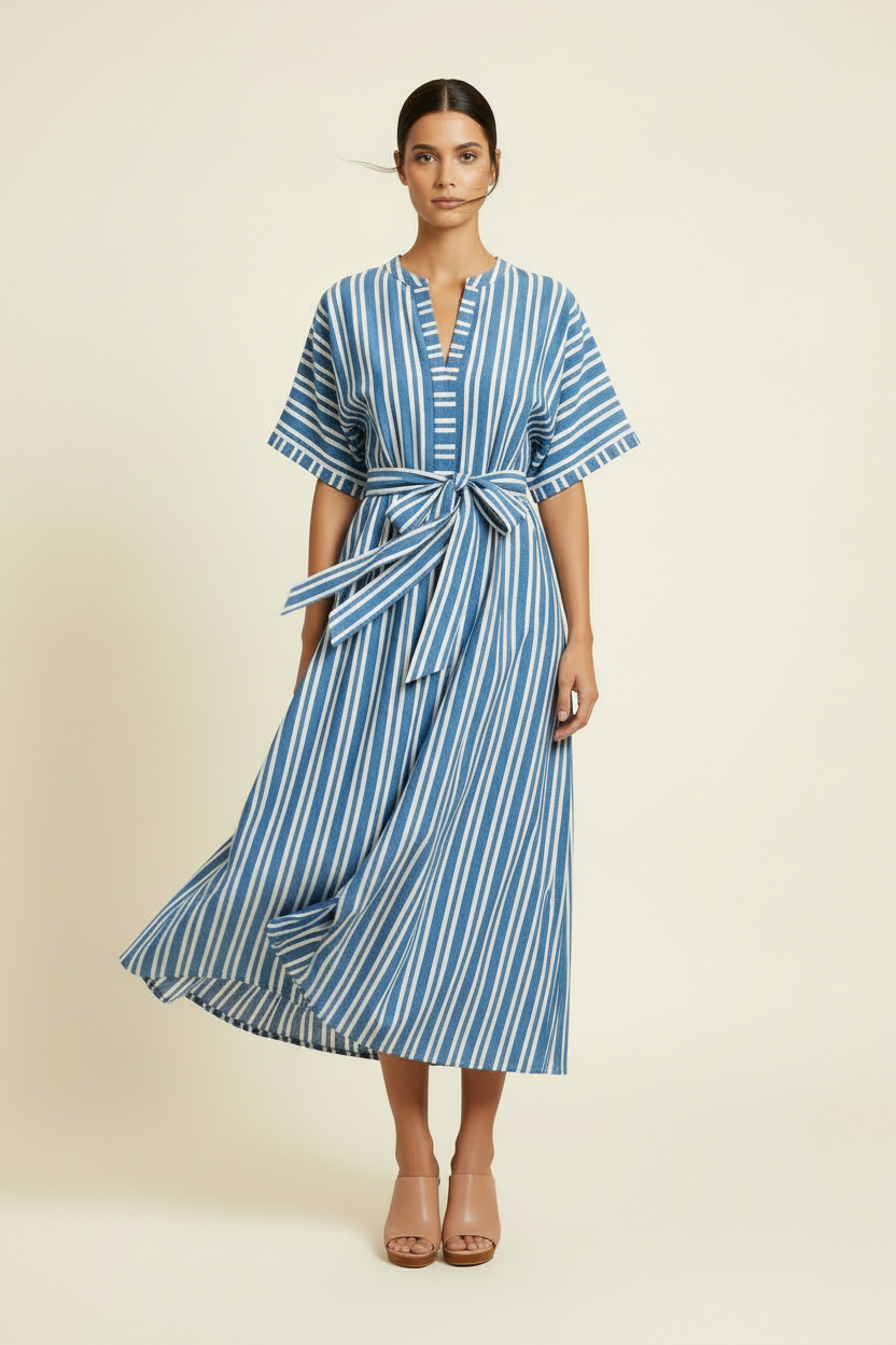NORMAN CORNFLOWER STRIPE COTTON MAXI