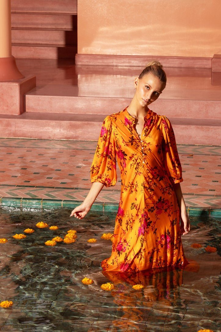 SCARLETT SILK MONSOON SAFFRON MAXI *PRE - ORDER