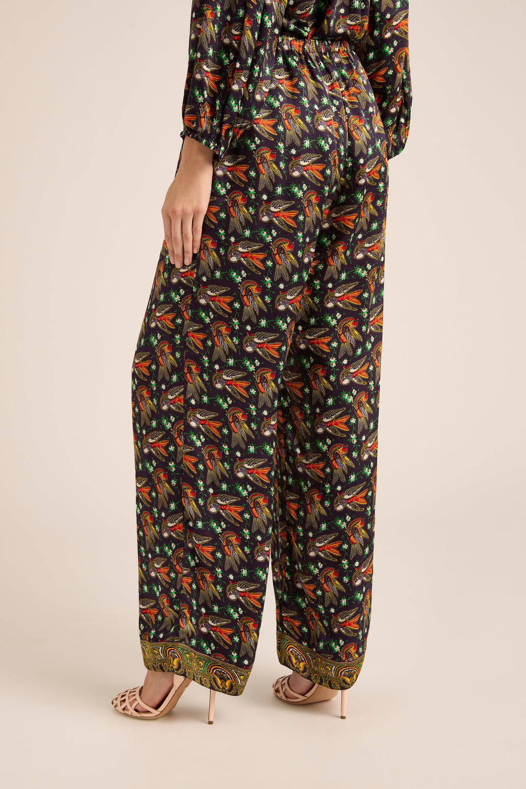 SHAMBALA SATIN SILK BIRDIE PANTS