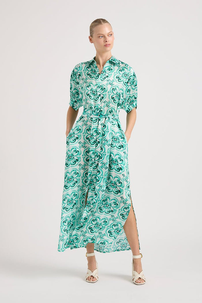 STEVIE EMERALD SILK DRESS